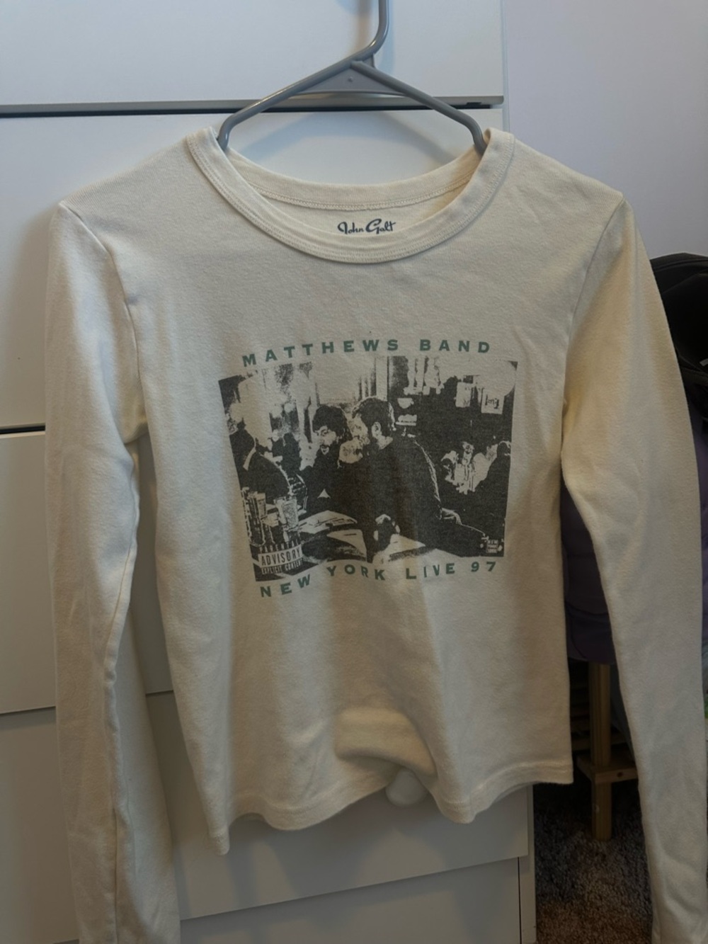 Brandy Melville "Matthews Band" Graphic Long Sleeve Tee - Cream